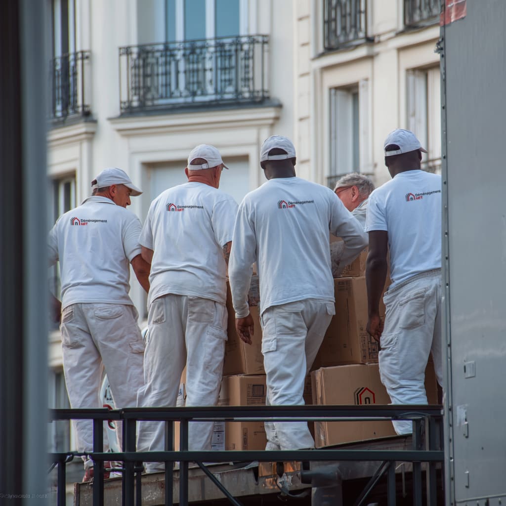 des déménageurs professionnels déménagent des cartons pendant un déménagement pas cher a marseille