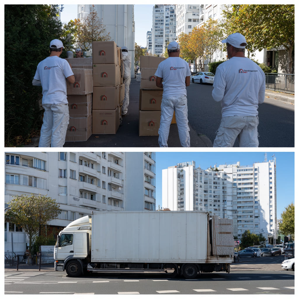 équipe déménagement Paris avec camion