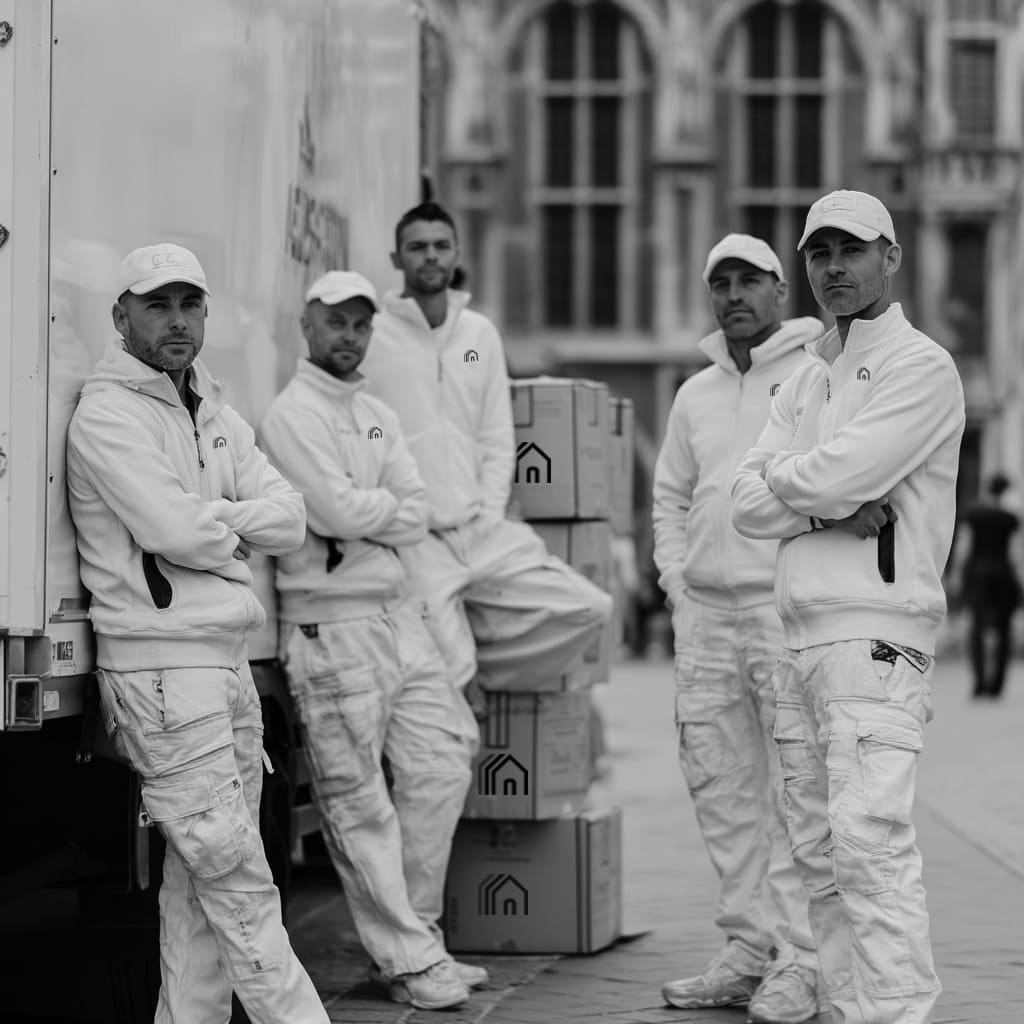 des déménageurs à Angers déchargent un camion de déménagement