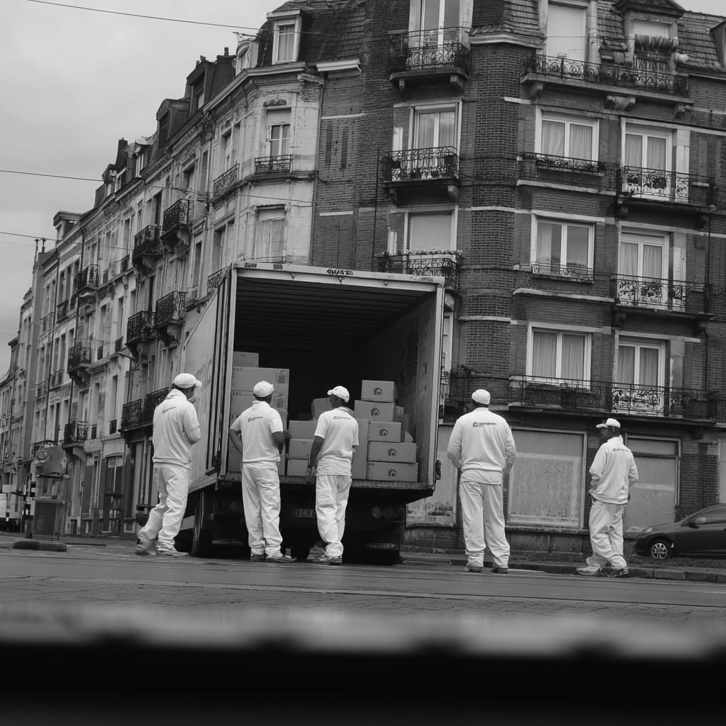 des déménageurs professionnels portent des cartons de déménagement